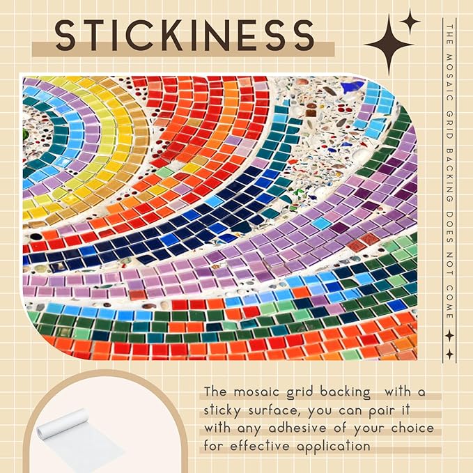 12" x 120" Mosaic Mesh for Back Mounted Tile Fiberglass Mosaic Mesh Backing Boast for Tile Installation Supplies Tools(Non Sticky)