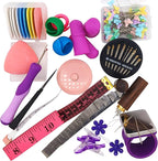 Hand Sewing Essential Kit | Featuring THIK-Grip Thimble [3 Sizes] | Including Needles (55) - Fabric Clips (4) - Pins (100) & More Supplies