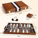 ropoda Backgammon Board Game Set (15 Inches) for Adults and Kids - Classic Board Strategy Game - Portable and Travel Backgammon Set with Premium Leather Case - Best Strategy & Tip Guide