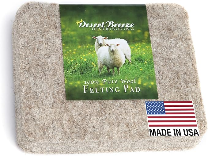 Made in USA, Needle Felting Pad, 5 x 6 x 1 inch, 100% Natural Wool, Soft, Good for Basic Felting