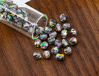 1.76oz Faceted Fire Polished Round Glass Beads 4mm (0.16in), Czech Republic Bohemian Glass Transparent Mix