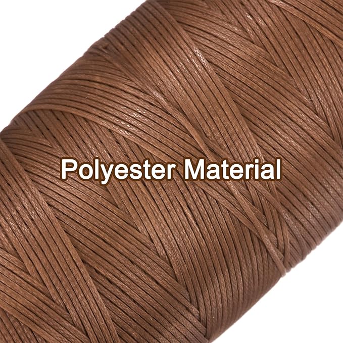 uxcell Leather Sewing Waxed Thread, 284 Yards / 260m 0.8mm 150D Flat Polyester All-Purpose Threads for Leather Crafts, Bookbinding, Burgundy