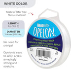 The Beadsmith Opelon Stretch Cord – Elastic Beading Fiber, White, 0.4 mm Diameter, 5 Meters (16.4 ft) Spool