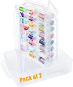 New brothread Pack of 2 Double-Sided Sewing Organizers, Thread Storage Boxes with 2x46 Grids, Clear Organizer Boxes for Embroidery Sewing Thread, Embroidery Floss, Needle, Beads, Small Crafts,Toy Cars