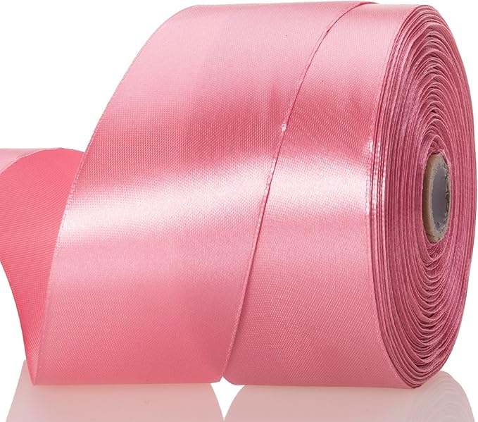 2 Inch Rose Gold Solid Satin Ribbon, 50 Yards Craft Fabric Ribbon for Gift Wrapping Floral Bouquets Wedding Party Decoration
