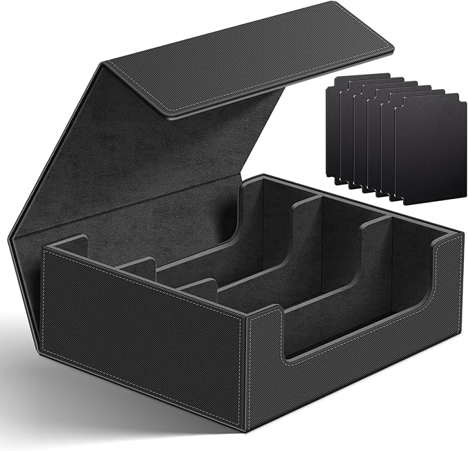 Homthy 1800+ Card Deck Case for Trading Cards, Leather Magnetic Closure Commander Card Storage Box Magic Card Protectors Fit for MTG TCG and Sport Cards
