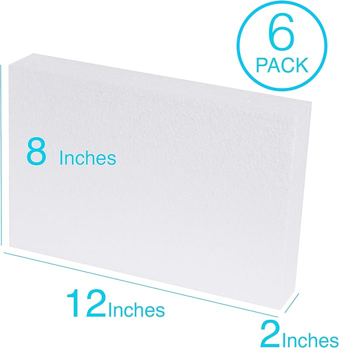 Silverlake 8x12x2 Craft Foam for Styrofoam Block Projects (6-Pack)