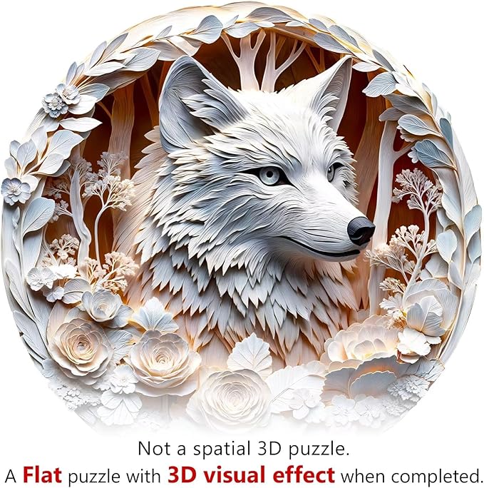 Wooden Puzzles Adults, 3D Wolf Wooden Puzzles 200 Pieces, Unique Animal Shaped Wood Challenging Jigsaw Puzzles Gifts for Adults, 11.4x11.4in