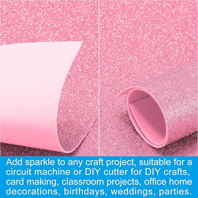 PATIKIL 2mm(1/10") Thick Non Adhesive Glitter Foam Sheet 16x24inch(40x60cm) Pink, EVA Shiny Foam Board for Craft, 6 Pcs
