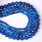 36pcs 10mm Natural Blue Crystal Crackle Quartz Stone Round Loose Beads for Jewelry Making DIY Bracelets Necklaces Energy Healing Stone Beads 15" (10mm, Blue Crackle Quartz)