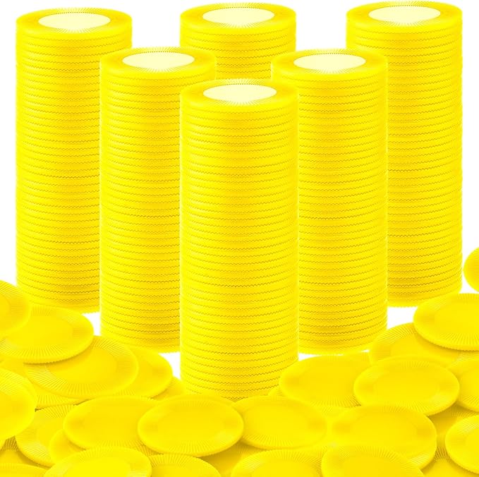 Coopay 1000 Pieces Plastic Poker Chips, Bingo Chips Bulk Learning Counters Disks Poker Card Game, Counting Markers for Math Practice, Game Tokens and Teaching Rewards, 25 mm/ 1 Inch (Yellow)