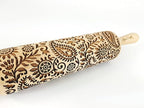 INDIAN embossing rolling pin with Indian Paisley Pattern. Dough roller for embossed cookies and Pottery by Algis Crafts