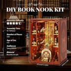 Book Nook Kit, Global Library Booknook with LED Light, DIY Miniature Dollhouse, Dual Power Options (Battery/Type-C), Unique Bookshelf Decor, Gift for Adults and Teens