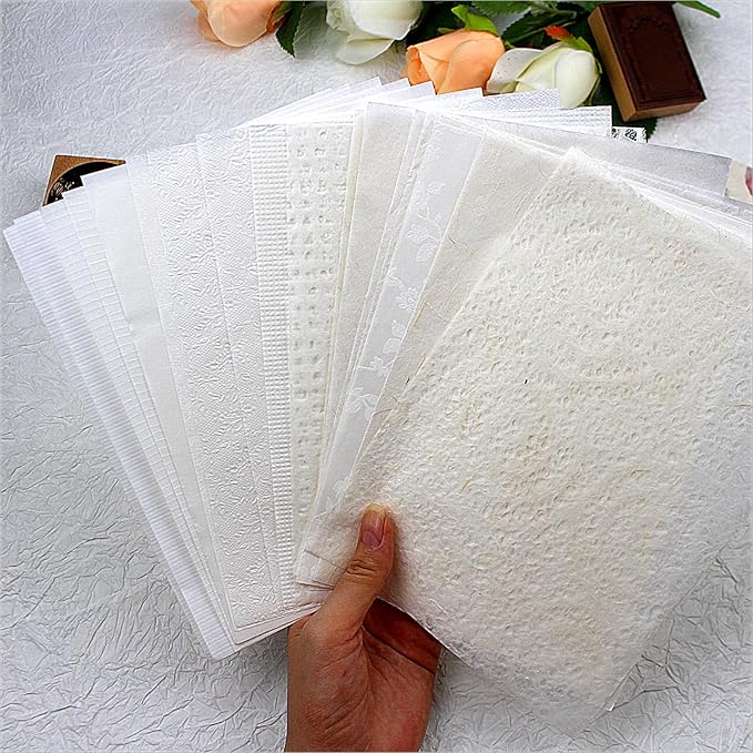 20 Sheets Scrapbook Paper A5 Size Textured Papers, White Mulberry Art Paper Craft Materials for DIY Card Making, Collage, Decoupage, Junk Journaling Supplies