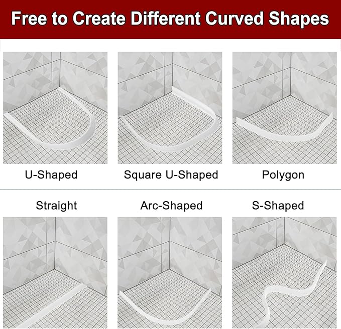 uxcell 197 Inch Flexible Quarter Round Molding Silicone Peel and Stick Trim Self Adhesive Shower Water Barrier for Corner Decor Bathroom Kitchen, Gray