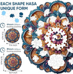Wooden Jigsaw Puzzles - Mandala Wooden Puzzles for Adults, 500 Pcs King Size 16.7'' x 16.7'', Luxurious Shaped Wood Puzzle, Beautiful Package, Best Gift for Adults and Kids, Family Game