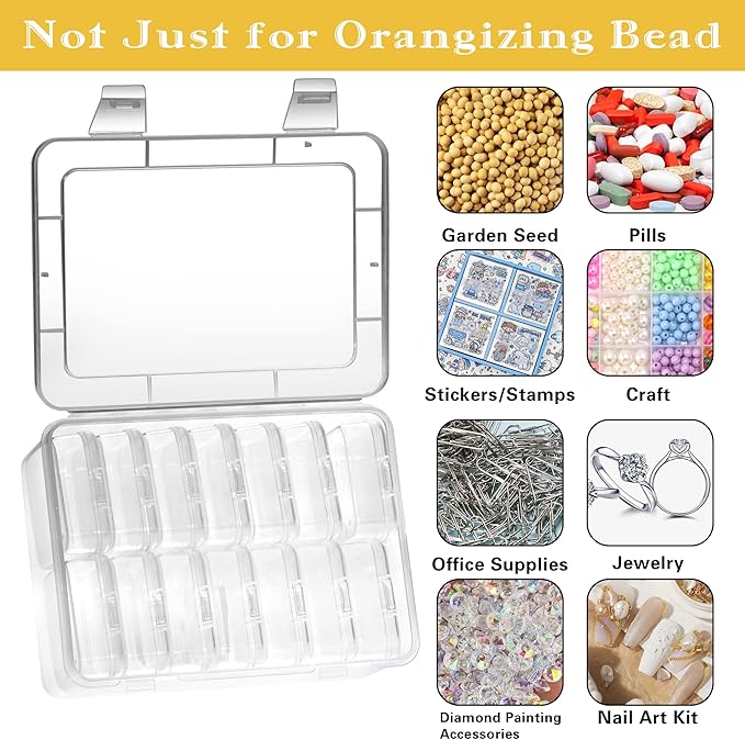 Mathtoxyz Small Bead Organizers, 45 Pieces Plastic Storage Cases Mini Clear Bead Storage Containers Transparent Boxes with Hinged Lid and Rectangle Clear Craft Supply Case