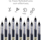 RIANCY 12 Pack Black Liquid Ink Rollerball Gel Pens, 0.5mm Extra Fine Point Tip, Smooth Writing Quick Drying No Smear No Bleed for Journaling, Drawing, Sketching, School Notes & Art Supplies