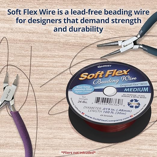 Soft Flex 49 Strand Beading Wire - Medium 0.19 Diameter - 100 Feet Nylon Design Wire