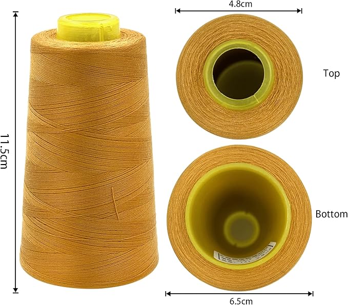Tortoise 4 Cones of 3000 Yards Each Spool Thread for All Purpose, Quilting, Serger, Overlock Sewing Machines - 100% Polyester - 40S/2 Golden