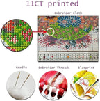 Magxvouy Cross Stitch Kits Stamped Full Range of Embroidery Kits,Cross Stitch Patterns Needlework Kits for Beginners 11CT Printed Kits&Lighthouse Seaside Flowers 16x20 inch