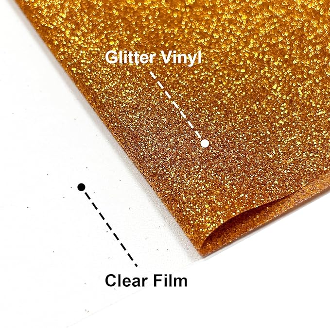 Coffee Orange Glitter HTV Heat Transfer Vinyl, 12" x 5ft lron on Vinyl, for T-Shirt Ironing, Vinyl HTV Easy to Cut and Weed, The Best Choice for DIY Creativity. (Coffee Orange, 12" x5ft)