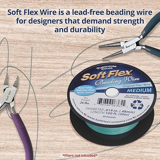 Soft Flex 49 Strand Beading Wire - Medium 0.19 Diameter - 100 Feet Nylon Design Wire