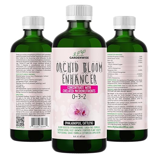 0-3-2 Giant Bloom: Orchid Bloom Enhancer - Orchid Bloom Booster - Orchid Food Fertilizer Concentrate - Chelated Nutrients for Healthy Flower & Reblooms (16 OZ)