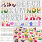 Actvty Alphabet Keychain Molds with Hole, Reversed Alphabet Silicone Molds for Epoxy, Letter Resin Molds for Keychain Jewelry Pendant Making