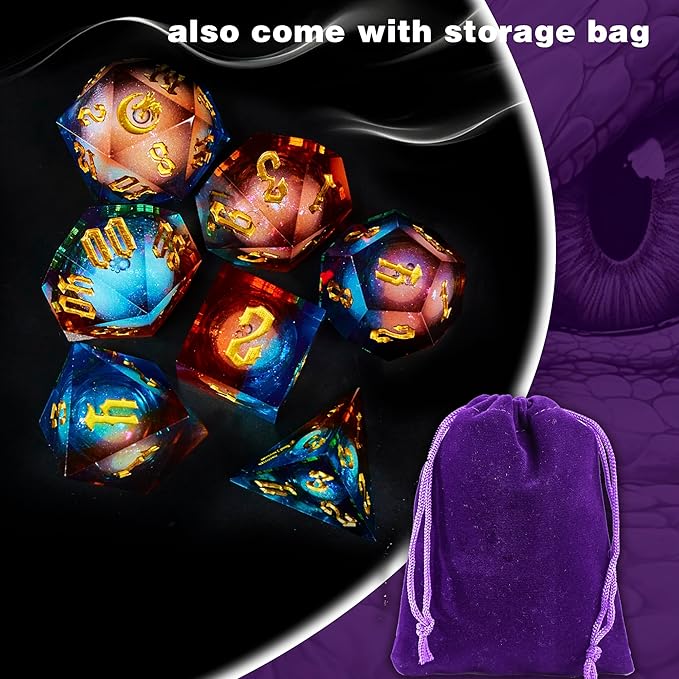 Gradual Magic Red Moon Liquid Core DND Dice Sets for Role Playing Games, Unique RPG Dungeon and Dragons Dice Set with Gift Box, Mystery Liquid Core D&D Dice Set for Gift