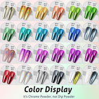 Gold Silver Chrome Nail Powder, 24 Colors White Pearl Unicorn Iridescent Holographic Nail Chrome Powder, Red Blue Green Black Purple Rose Gold Metallic Mirror Chrome Powder for Nails Glitter Pigment