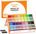 Shuttle Art 304 Pack Washable Markers, 16 Assorted Colors Broad Line Conical Tip Large Markers Bulk with a Box, Bonus Caps, Home Classroom School Supplies for Toddlers Kids Adults Students Teachers