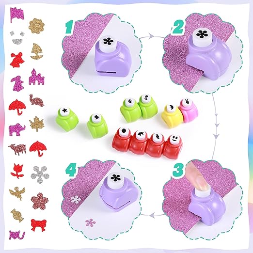 Geyee 68 Pieces Scrapbook Paper Punch Hole Punches Shape Mini Gift Card Punch Small Scrapbooking Shape Cutters for Nail Stamp Supplies DIY Craft Fun Projects, 68 Styles