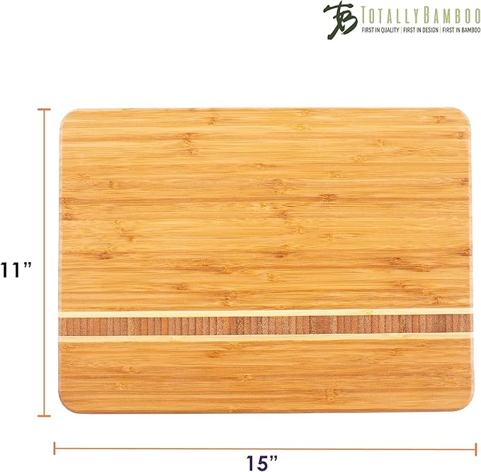 Totally Bamboo Martinique Bamboo Serving and Cutting Board, 15" x 11"