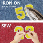 Letter and Number Iron On Patches, A-Z Alphabet and Numbers 0-9 Embroidery Applique Patch, DIY Decorative Heat Press Patches for Clothing Jeans Jackets Backpacks Hats (Yellow 72 Pcs)