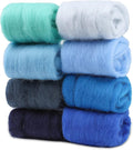Wonvoc Needle Felting Wool 80 g, 8 Colors Nature Wool Roving, Felting Wool Bulk, Wool Roving for Needle Felting, for DIY Craft Materials and Felting Wool Craftsmen, 10g/Color, Blue