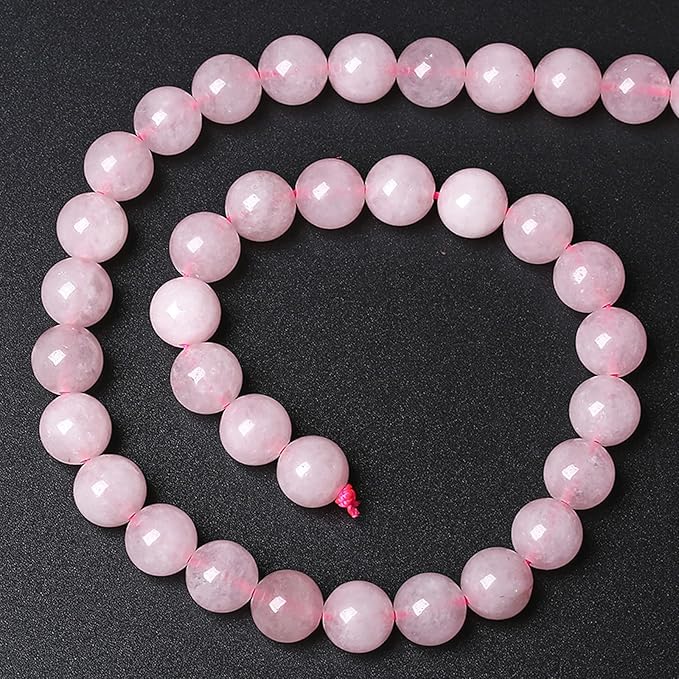 72pcs 10MM Natural Rose Quartz Stone Energy Healing Beads Round Loose Beads for Jewelry Making Bracelet Necklaces 2 Strands 32"