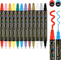 Betem 12 Colors Dual Tip Acrylic Paint Pens Markers, Premium Acrylic Paint Pens for Halloween Decorations, Wood, Canvas, Stone, Rock Painting, Glass, Ceramic Surfaces, Pumpkin Painting Kit DIY Crafts