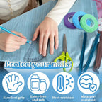 3 Rolls Thimble Tape for Hand Sewing, Self-Adhesive Cotton Finger Protector, Breathable Finger Tape Adjustable Knitting Bandage for Quilting, Embroidery DIY Crafts (Green, Purple, Blue)