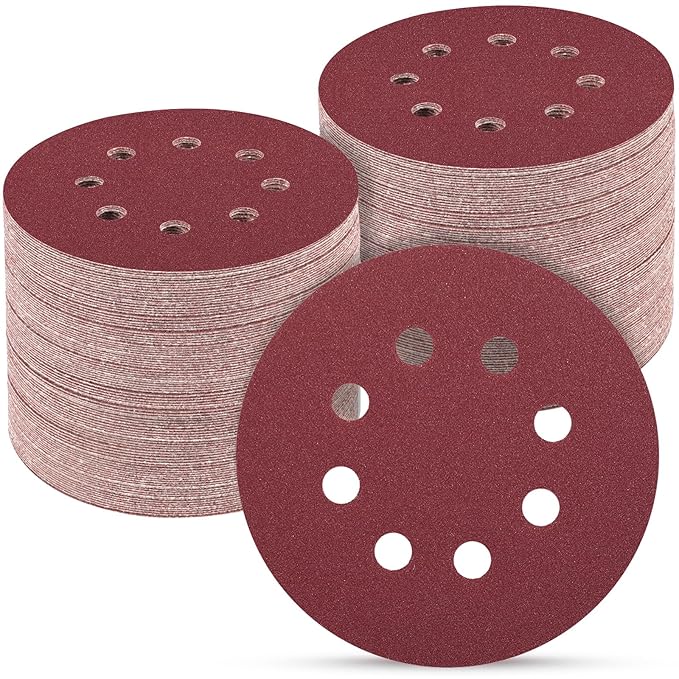 100 PCS 5 Inch Sanding Discs 240 Grit, Round Hook and Loop Sandpaper for Random Orbital Sander