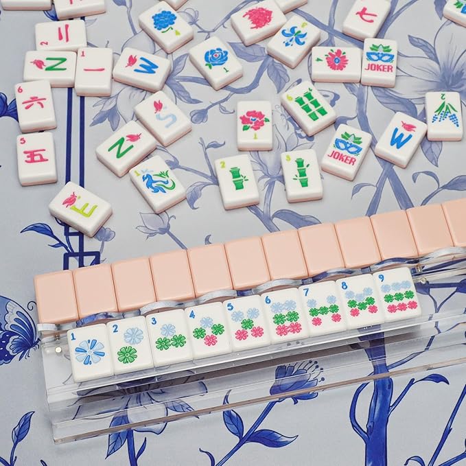 American Mahjong Tile Set, 160 Acrylic Engraved Mahjong Tiles with Carrying Bag and Accessories