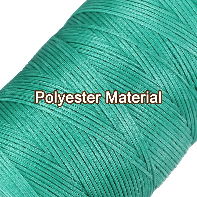 uxcell Leather Sewing Waxed Thread, 284 Yards / 260m 0.8mm 150D Flat Polyester All-Purpose Threads for Leather Crafts, Bookbinding, Turquoise
