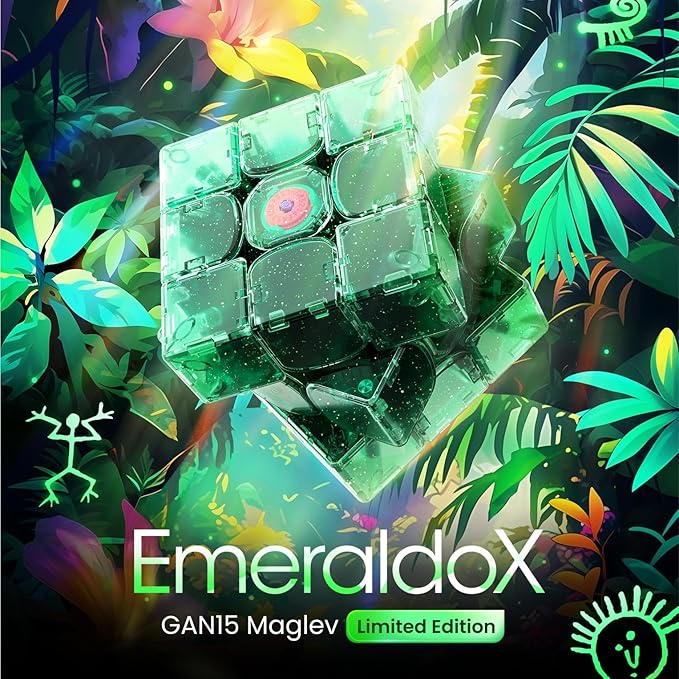 GAN 15 Maglev EmeraldoX Summer Limited Edition, Speed Cube 3x3 Magnetic Speedcube Ultra-Lightweight (Under 60g) Brain Teasers Puzzle Fidget Toy for Kids Adults, Latest Flagship