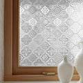 Window Privacy Film Decorative for Front Door, Bathroom Static Cling Stained Glass Sticker Opaque Heat Control UV Blocking Non-Adhesive for Home Windows 17.5 X 78.7 inches
