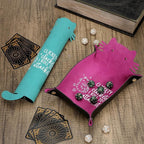 2Pcs Cat Dice Rolling Tray Novelty Folding Leather Dice Holder Portable Storage Accessories Decorative Desk Organizer Funny Gift for DND Game Players