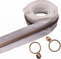 Leekayer #5 Rose Gold Metallic Teeth Nylon Coil Zippers by The Yard Bulk 10 Yards White Zipper Tape with 25pcs Rose Gold Ring Pull Sliders for DIY Sewing Tailor Craft Bag(White)