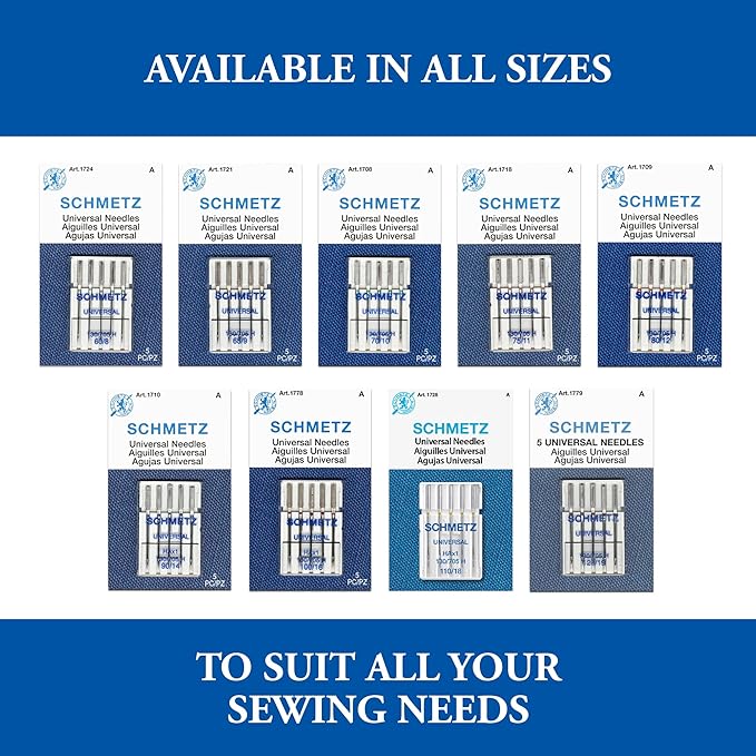 SCHMETZ Universal Sewing Machine Needles - Supplies, Size 110/18, Box of 100