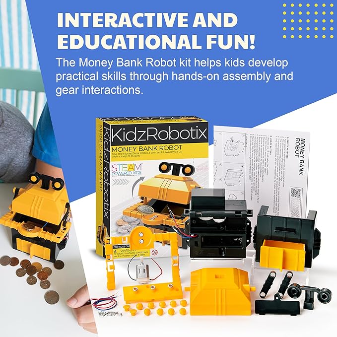 KidzRobotix - Money Bank Robot - Build a Piggy Bank for Kids Robot, Inspire STEM Learning, Boost Creativity, and Teach Financial Responsibility with Our Fun DIY Coin Bank Kit for Kids Aged 8 and Up!