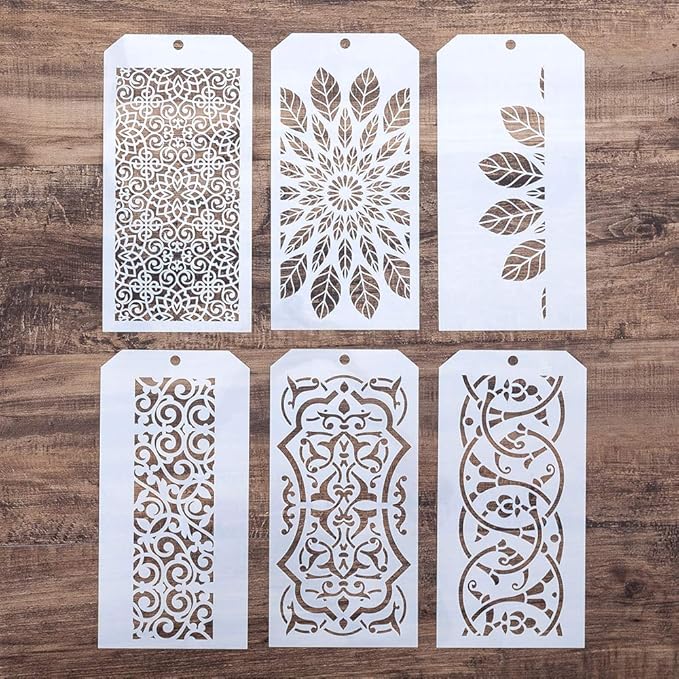 DIY Decorative Stencil Template for Scrapbooking Painting on Wall Furniture Crafts,Set of 6 (Border)