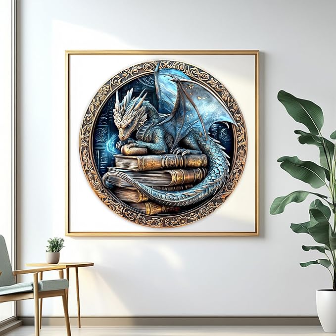 Round Puzzles for Adults 1000 Pieces, Hard Difficult Challenging Puzzles for Adults, Ancient Dragon Jigsaw Puzzles 1000 Pieces for Seniors, 3D Visual Flat Puzzle (26.6 x 26.6in)